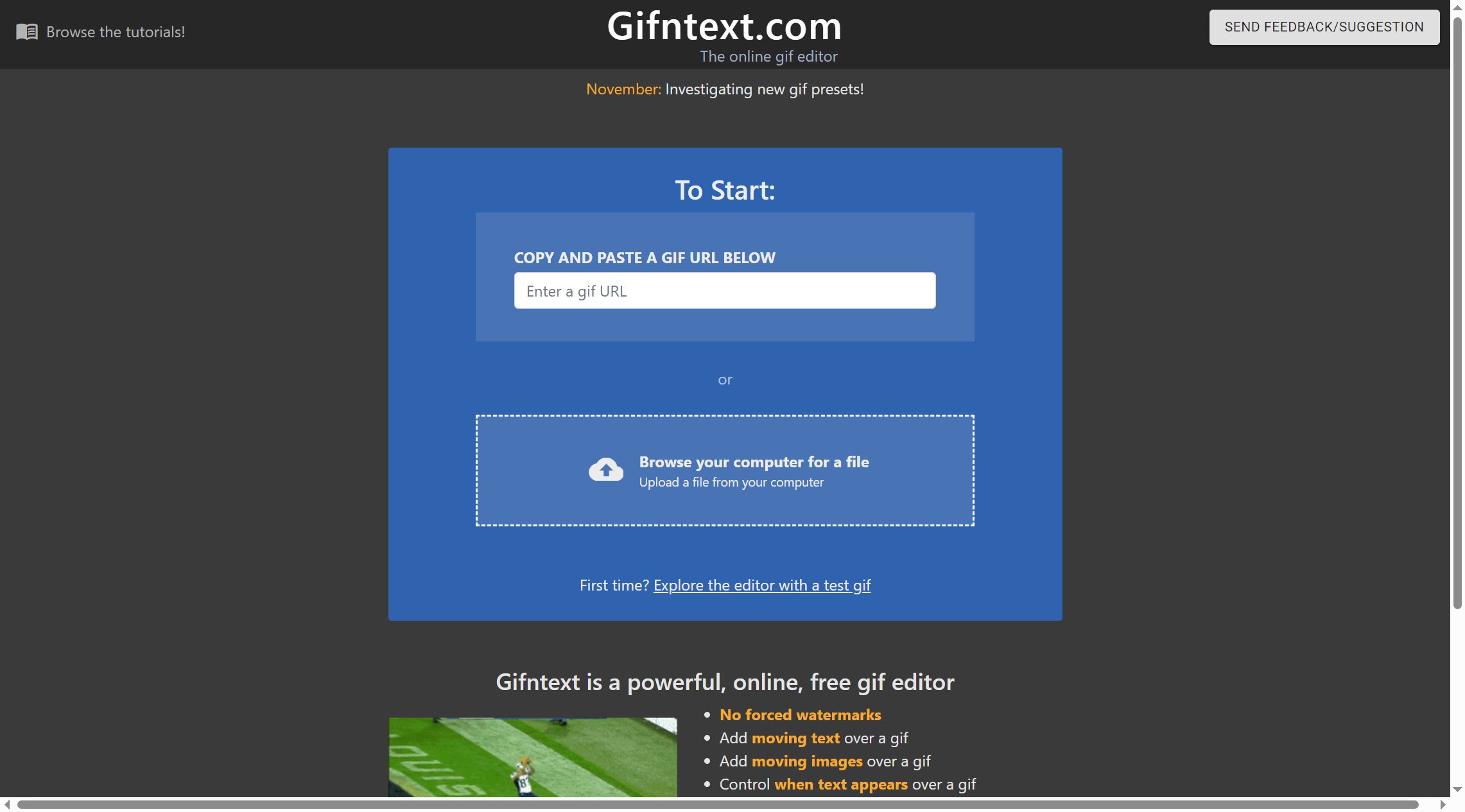 Gifntext：一个免费的在线编辑GIF的工具网站。